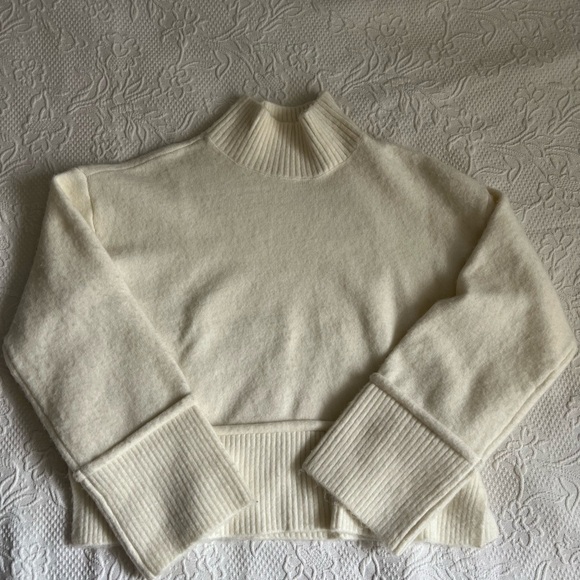 Marled Cream Cowl Neck Sweater with Ribbed Detailing - Picture 1 of 7